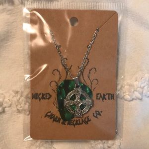 Green Celtic Guitar Pick Necklace